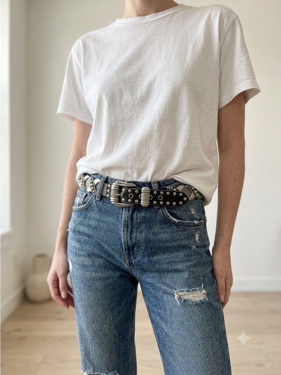 Accessories - Vintage Y2K Black & Silver Chunky Metal Mesh Belt - Medium / Large